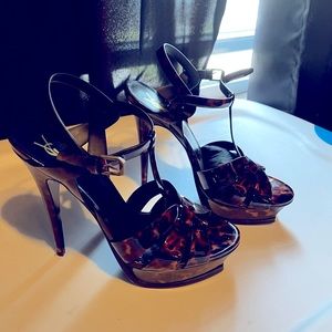 YSL Saint Laurent Women Tribute T Strap platform heel